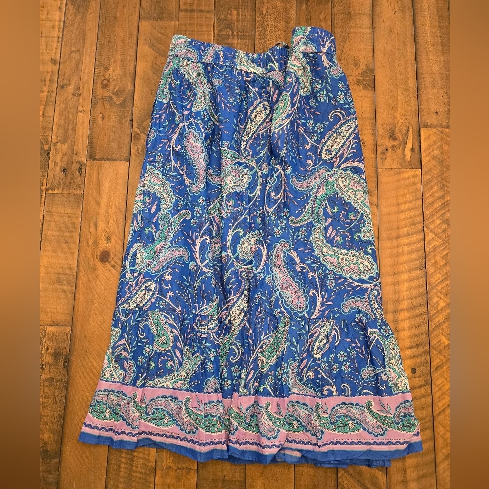 TALBOTS Tiered Midi Skirt Paisley Garden XL